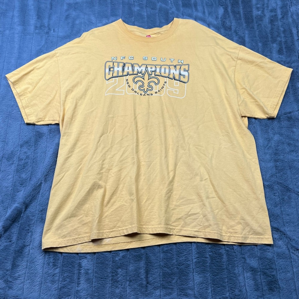 Hanes New Orleans Saints 2009 NFC South Champions T-Shirt Yellow Mens 3XL 13227